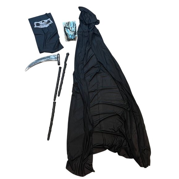 Unbranded Grim Reaper Costume Unisex Adult One Size Black Cape Halloween NEW - Picture 1 of 3